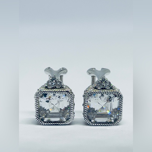 Judith Ripka Jewelry - Judith Ripka 925 Sterling Silver Asscher Cut CZ Lever Back Pierced Earrings